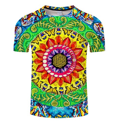 Samsara Mandala Rectangle Print By Rachel RosenkoetterArt 3DPrint T shirt Men Women Summer Casual ShortSleeve Top&Tee Boy Tshirt