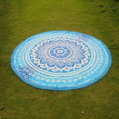 Round Yoga Blanket Polyester Lotus Flowers Mat Breathable Mandala Wall Hanging Decor Art Picnic Beach Towel Blankets