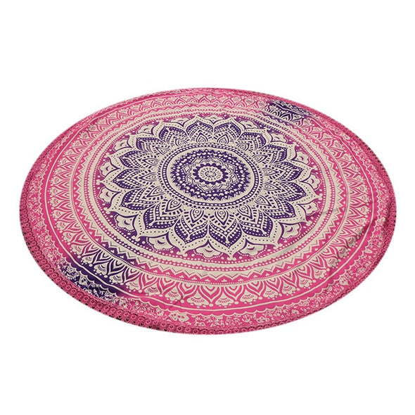 Round Yoga Blanket Polyester Lotus Flowers Mat Breathable Mandala Wall Hanging Decor Art Picnic Beach Towel Blankets